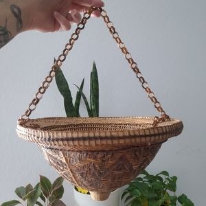 Vintage Rattan Hanging Planter